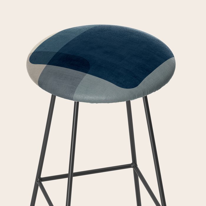 Classy Blue Beige Geometric II Stool Gallery Image 2