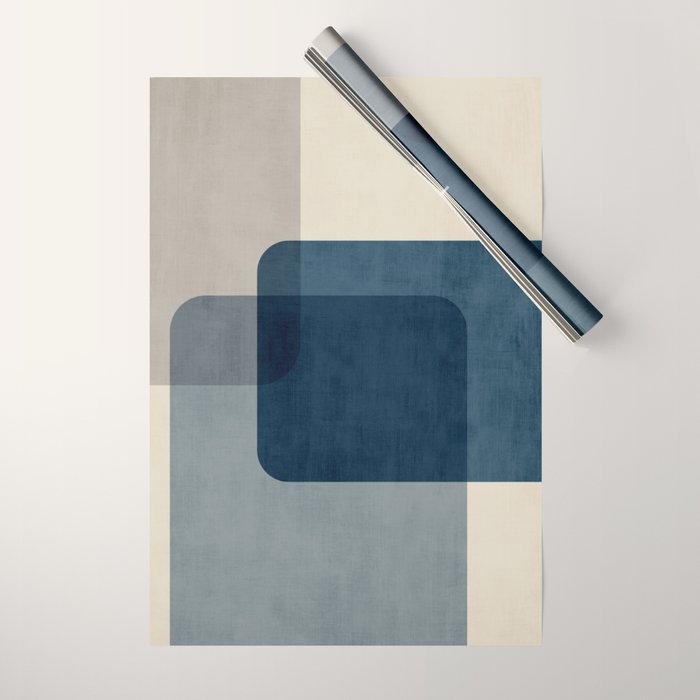 Classy Blue Beige Geometric II Wrapping Paper Gallery Image 1