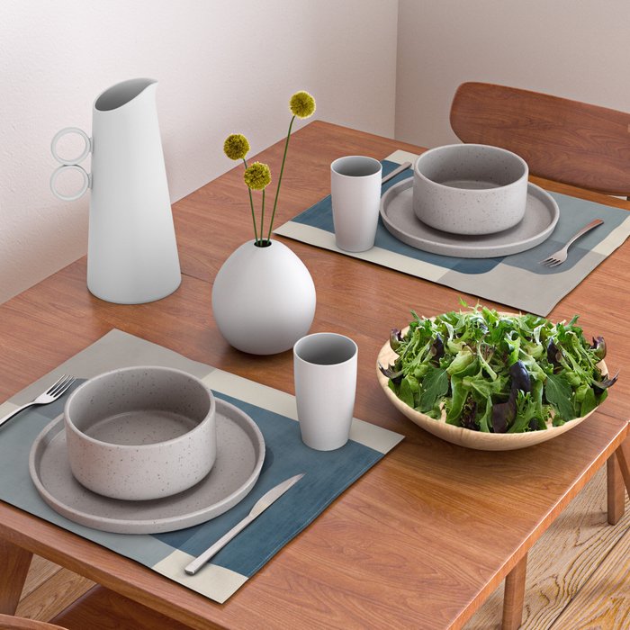 Classy Blue Beige Geometric II Placemat Gallery Image 2