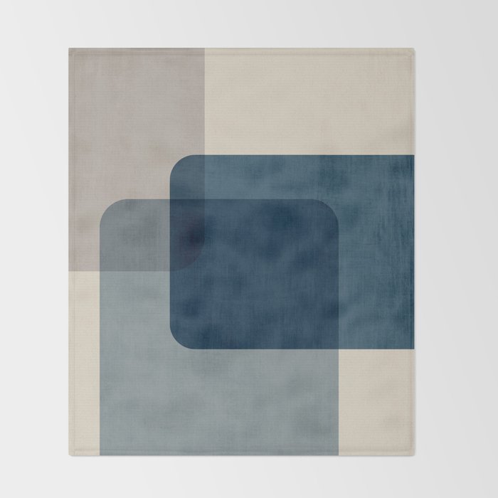 Classy Blue Beige Geometric II Throw Blanket Gallery Image 2