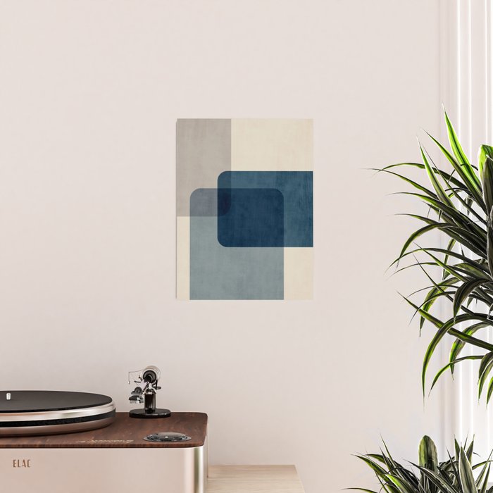 Classy Blue Beige Geometric II Poster Gallery Image 2