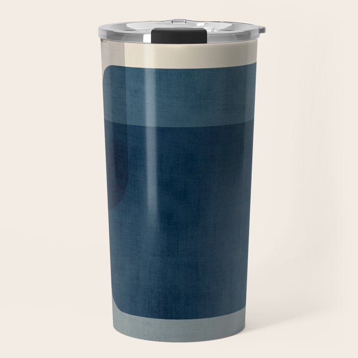 Classy Blue Beige Geometric II Travel Mug Gallery Image 1