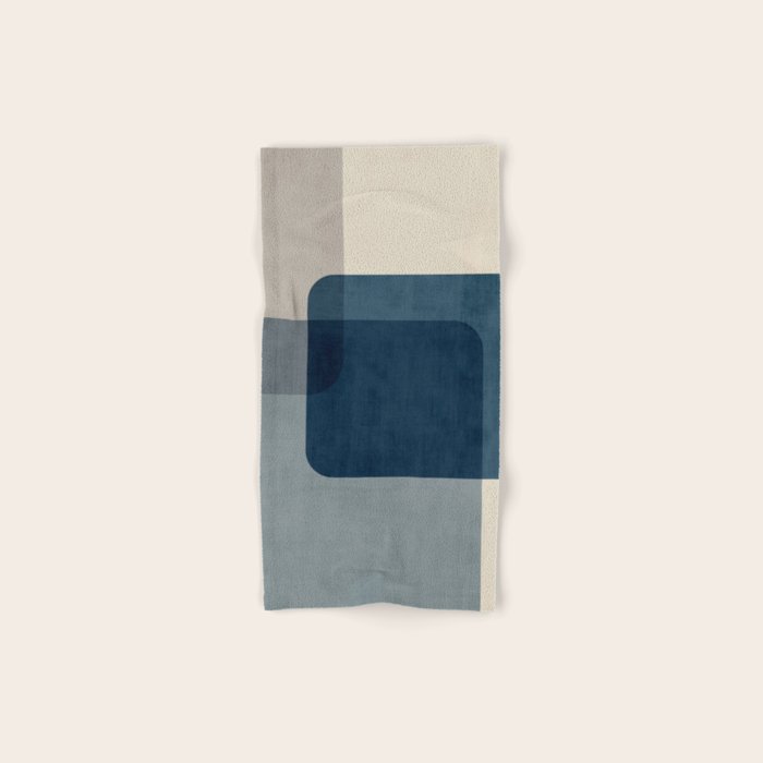 Classy Blue Beige Geometric II Bath Towel Gallery Image 1