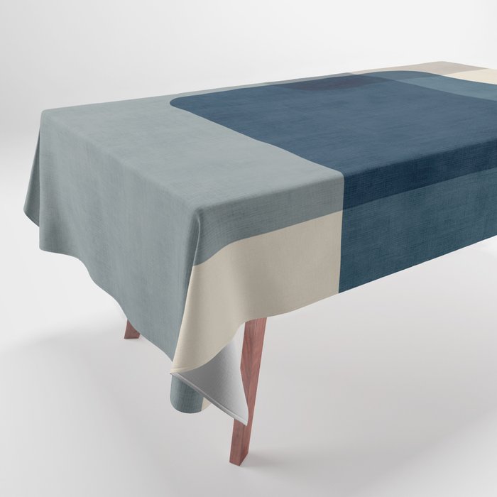 Classy Blue Beige Geometric II Tablecloth Gallery Image 1