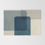 Classy Blue Beige Geometric II Rug Gallery Image 2