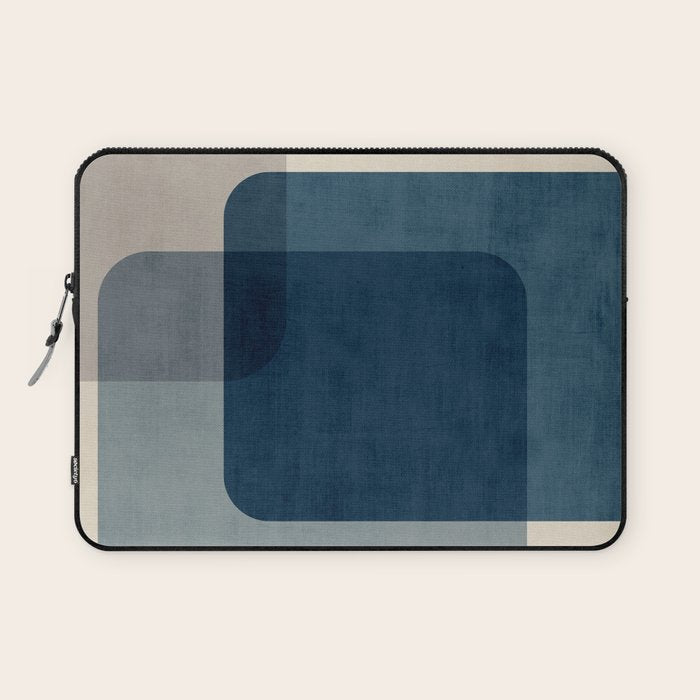Classy Blue Beige Geometric II Laptop Sleeve Gallery Image 1