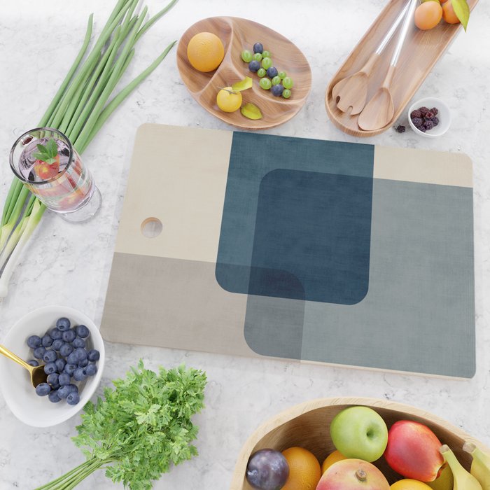 Classy Blue Beige Geometric II Cutting Board Gallery Image 2