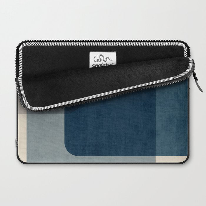 Classy Blue Beige Geometric II Laptop Sleeve Gallery Image 2