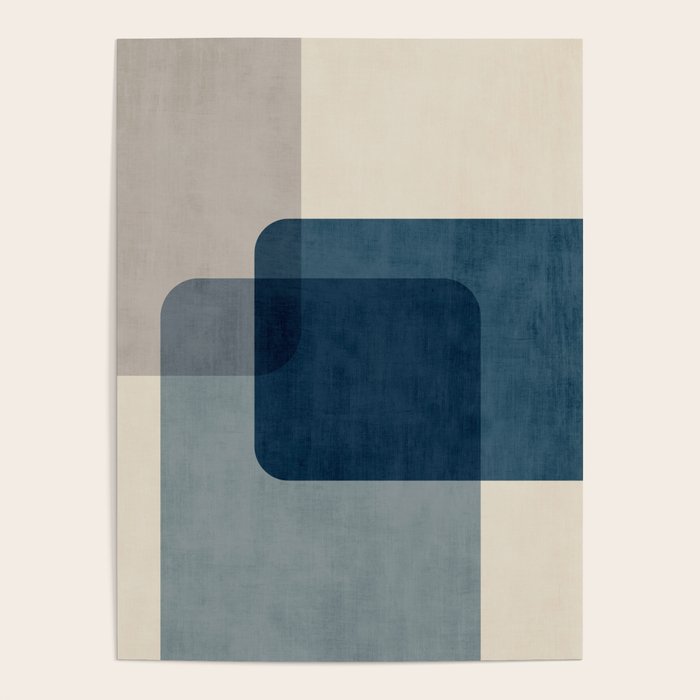 Classy Blue Beige Geometric II Poster Gallery Image 4
