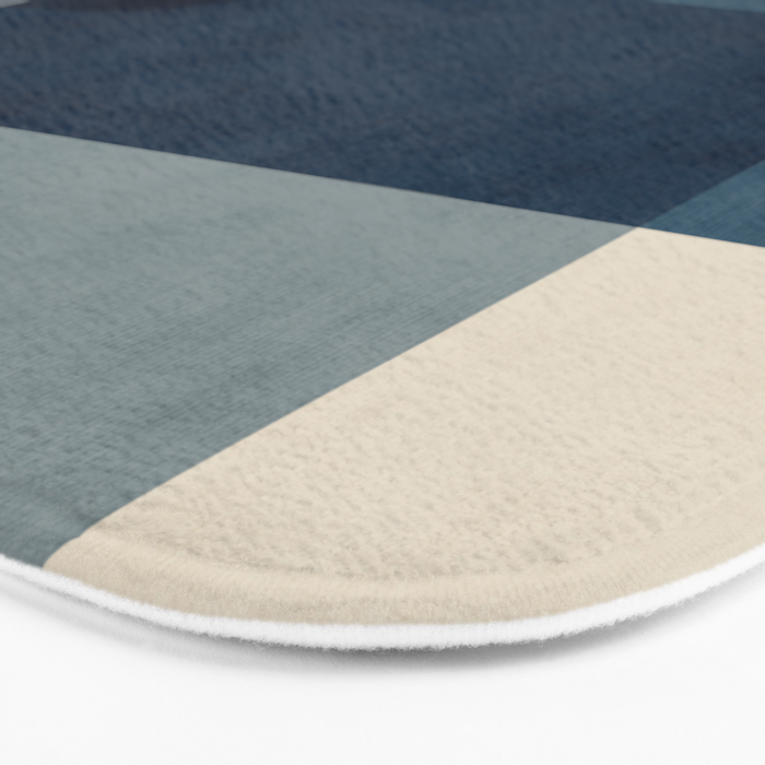 Classy Blue Beige Geometric II Bath Mat Gallery Image 3