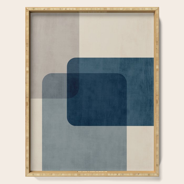 Classy Blue Beige Geometric II Serving Tray Gallery Image 1