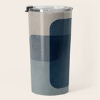 Classy Blue Beige Geometric II Travel Mug Gallery Image 3