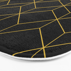 Geometric Honeycomb Lattice Pattern in Light Mustard and Black Bath Mat Gallery Image 3