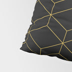 Geometric Honeycomb Lattice Pattern in Light Mustard and Black Pillow Sham Gallery Image 4