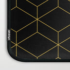 Geometric Honeycomb Lattice Pattern in Light Mustard and Black Laptop Sleeve Gallery Image 3
