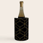Geometric Honeycomb Lattice Pattern in Light Mustard and Black Wine Chiller Gallery Image 3