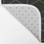 Geometric Honeycomb Lattice Pattern in Light Mustard and Black Bath Mat Gallery Image 2
