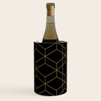 Geometric Honeycomb Lattice Pattern in Light Mustard and Black Wine Chiller Gallery Image 2