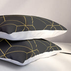 Geometric Honeycomb Lattice Pattern in Light Mustard and Black Pillow Sham Gallery Image 3