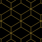 Geometric Honeycomb Lattice Pattern in Light Mustard and Black Coffee Mug Gallery Image 2