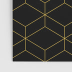 Geometric Honeycomb Lattice Pattern in Light Mustard and Black Poster Gallery Image 3