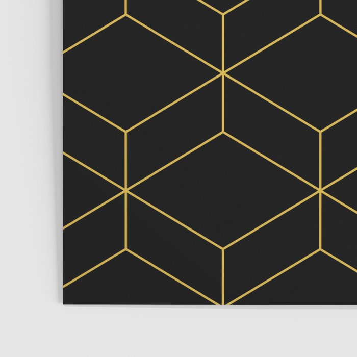 Geometric Honeycomb Lattice Pattern in Light Mustard and Black Poster Gallery Image 3