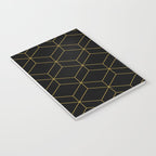 Geometric Honeycomb Lattice Pattern in Light Mustard and Black Notebook Gallery Image 3