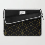 Geometric Honeycomb Lattice Pattern in Light Mustard and Black Laptop Sleeve Gallery Image 2