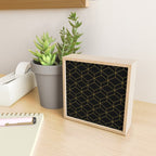 Geometric Honeycomb Lattice Pattern in Light Mustard and Black Mini Art Print Gallery Image 2