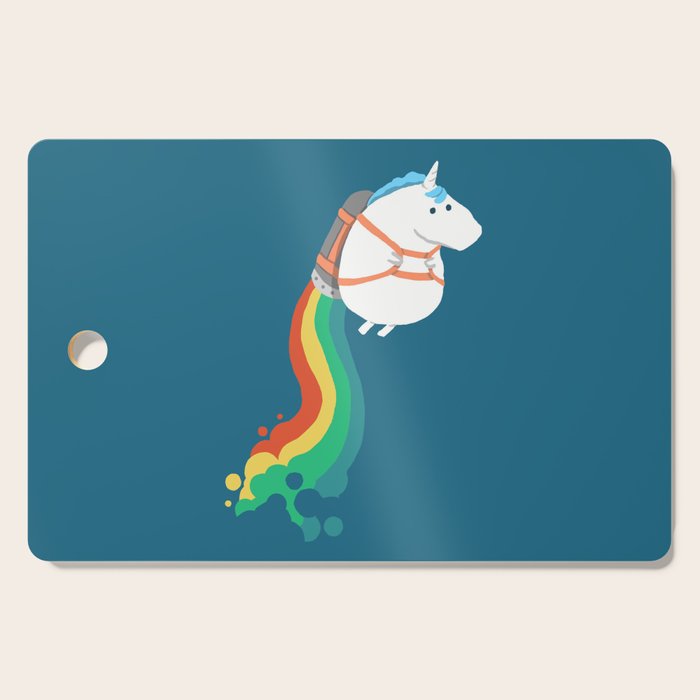 Fat Unicorn on Rainbow Jetpack Cutting Board Gallery Image 1