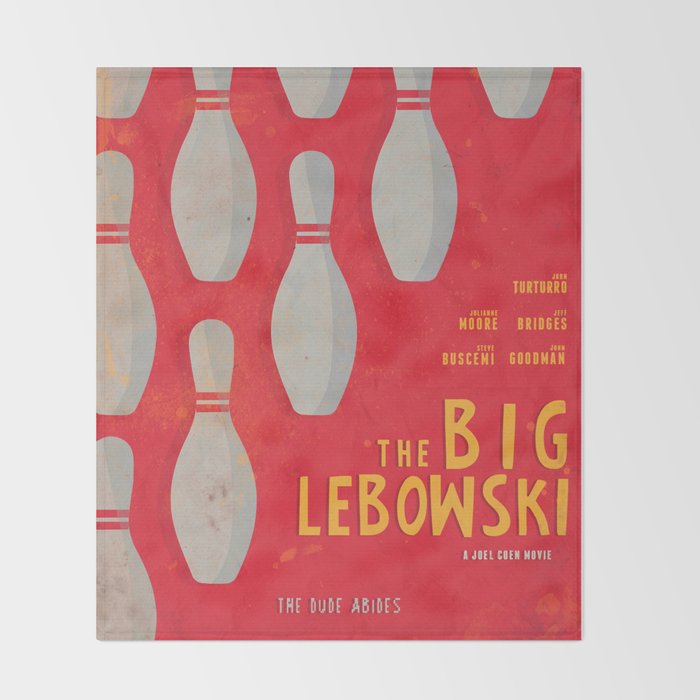 The Big Lebowski - Movie Poster, Coen brothers film, Jeff Bridges, John Turturro, bowling Throw Blanket Gallery Image 2