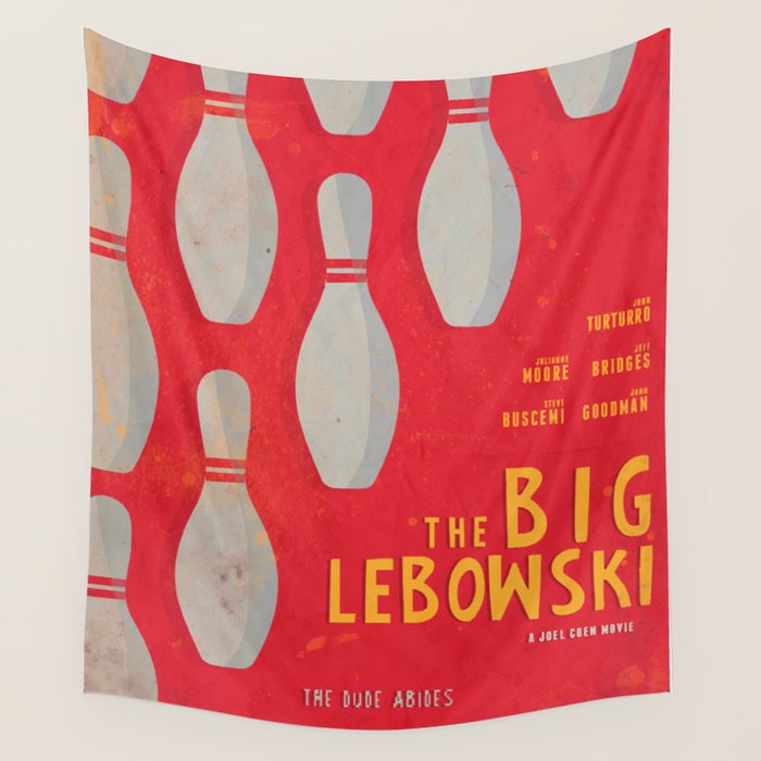 The Big Lebowski - Movie Poster, Coen brothers film, Jeff Bridges, John Turturro, bowling Wall Tapestry Gallery Image 4
