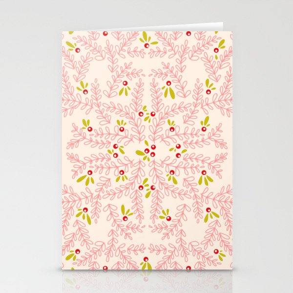 Wonderful holiday joy twigs and berrie soft pink Stationery Card Gallery Image 2