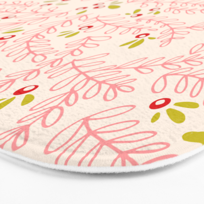 Wonderful holiday joy twigs and berrie soft pink Bath Mat Gallery Image 3