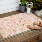 Wonderful holiday joy twigs and berrie soft pink Outdoor Rug Gallery Image 2