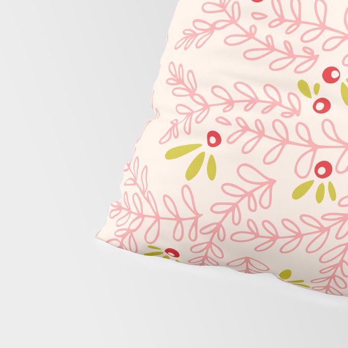 Wonderful holiday joy twigs and berrie soft pink Pillow Sham Gallery Image 4