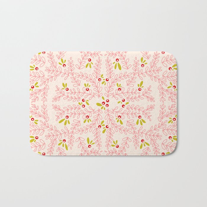Wonderful holiday joy twigs and berrie soft pink Bath Mat Gallery Image 1