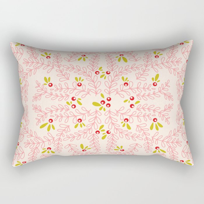 Wonderful holiday joy twigs and berrie soft pink Rectangular Pillow Gallery Image 2