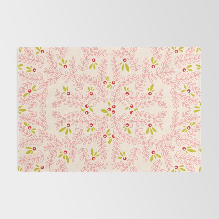 Wonderful holiday joy twigs and berrie soft pink Rug Gallery Image 2