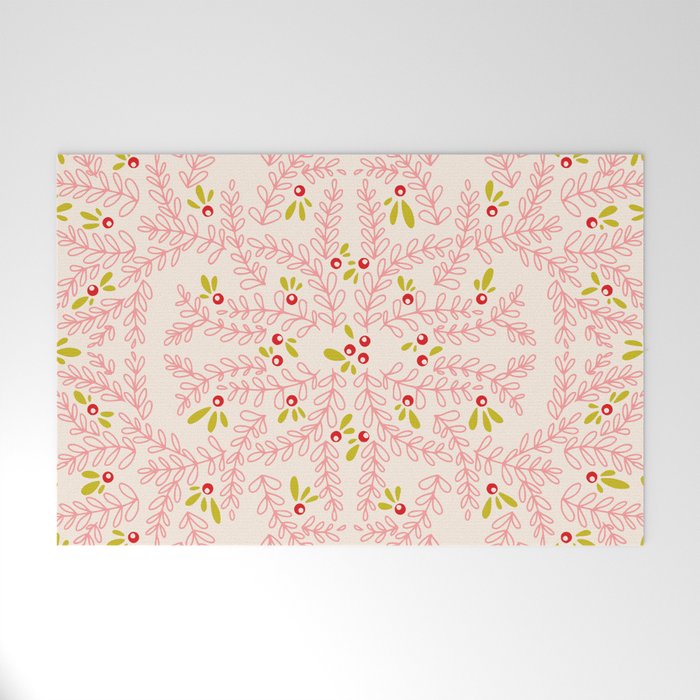 Wonderful holiday joy twigs and berrie soft pink Welcome Mat Gallery Image 1