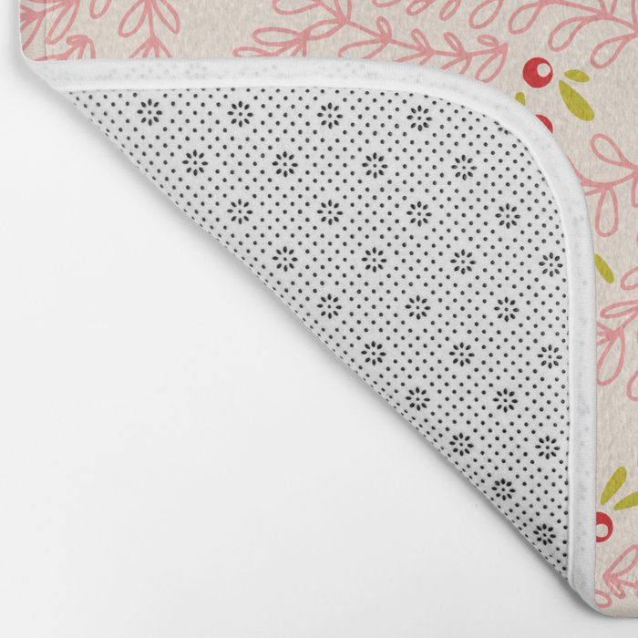 Wonderful holiday joy twigs and berrie soft pink Bath Mat Gallery Image 2