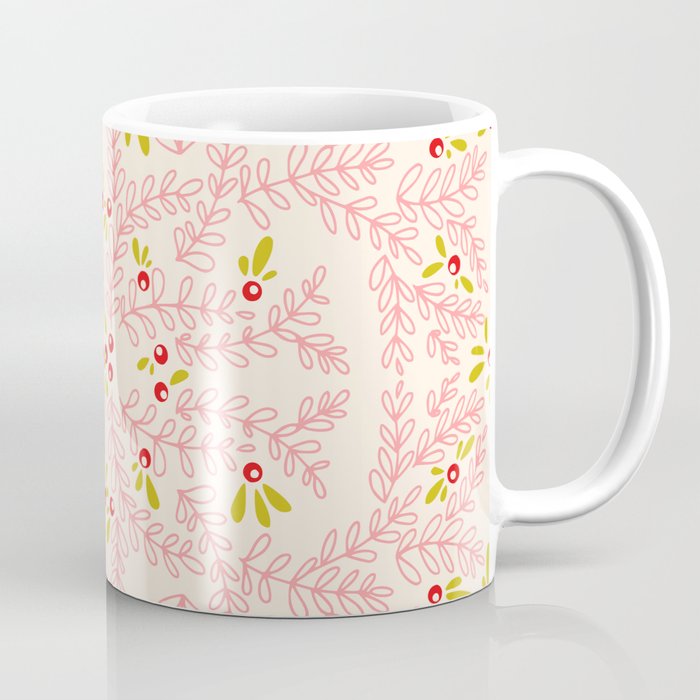 Wonderful holiday joy twigs and berrie soft pink Coffee Mug Gallery Image 1