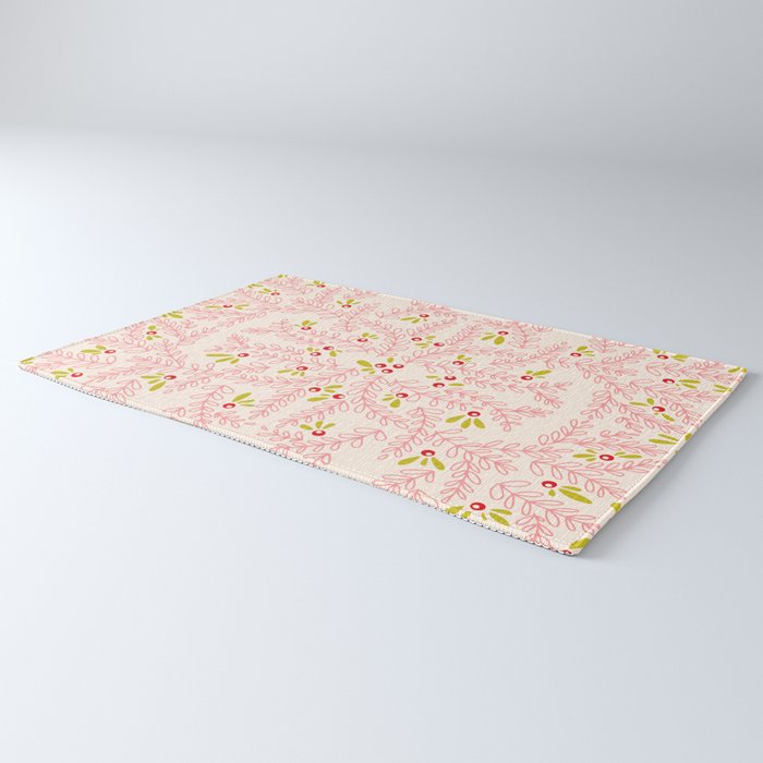 Wonderful holiday joy twigs and berrie soft pink Rug Gallery Image 3