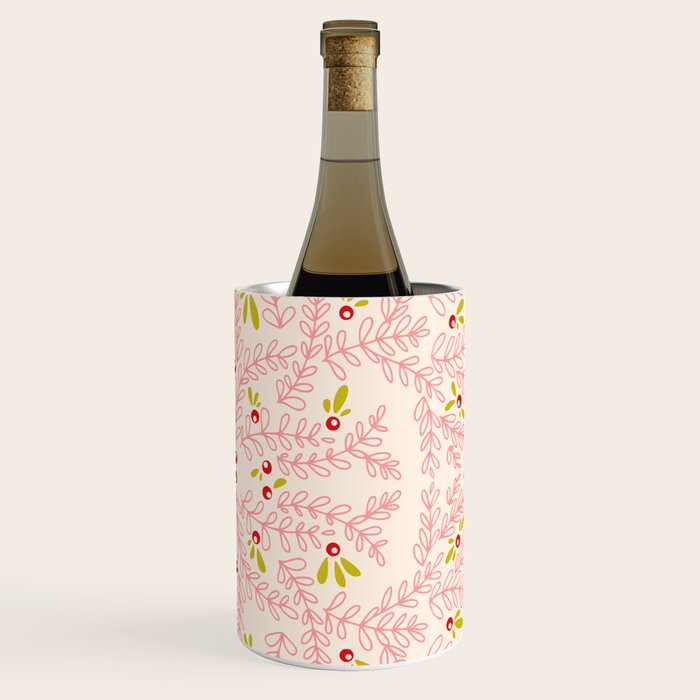 Wonderful holiday joy twigs and berrie soft pink Wine Chiller Gallery Image 3