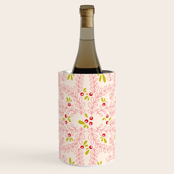Wonderful holiday joy twigs and berrie soft pink Wine Chiller Gallery Image 1