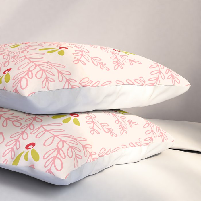 Wonderful holiday joy twigs and berrie soft pink Pillow Sham Gallery Image 3