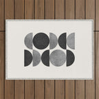 Black grey retro Mid century modern Outdoor Rug Gallery Image 1