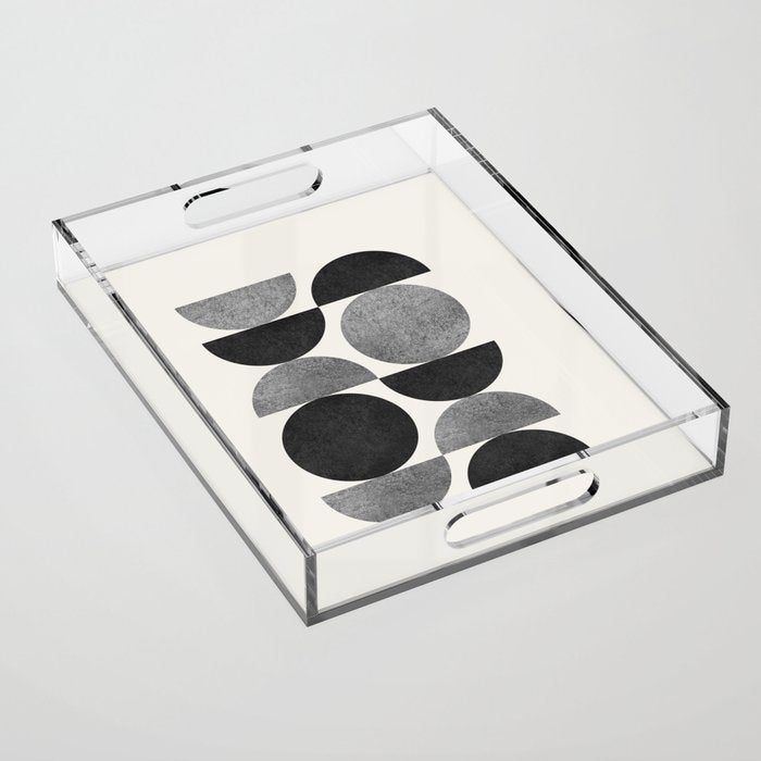 Black grey retro Mid century modern Acrylic Tray Gallery Image 1