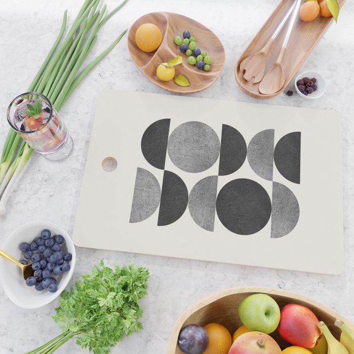 Black grey retro Mid century modern Cutting Board Gallery Image 2