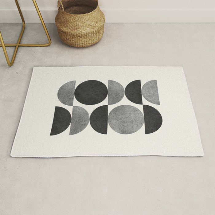 Black grey retro Mid century modern Rug Gallery Image 1